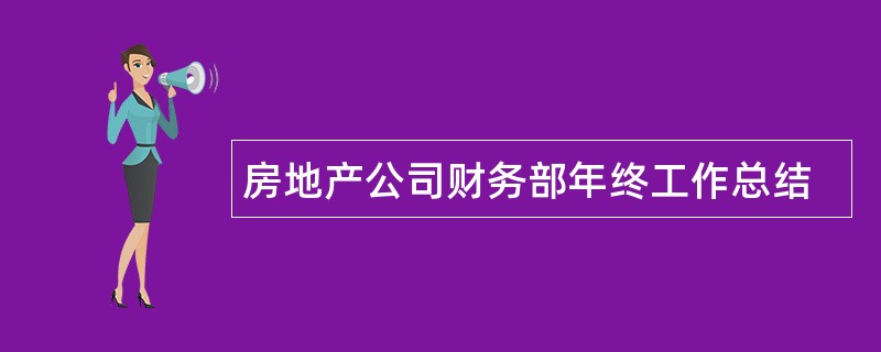 房地产公司财务部年终工作总结