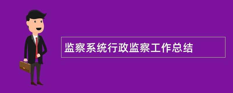 监察系统行政监察工作总结