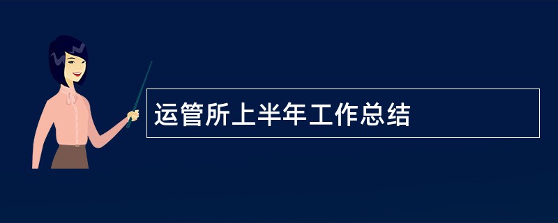 运管所上半年工作总结