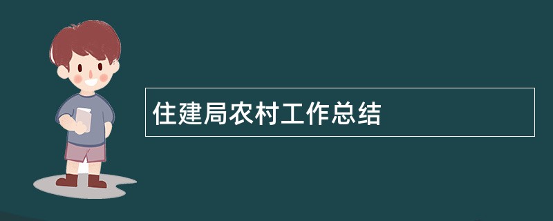 住建局农村工作总结