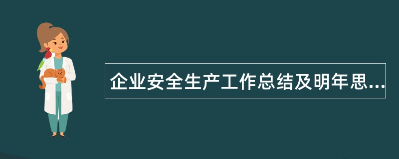 企业安全生产工作总结及明年思路