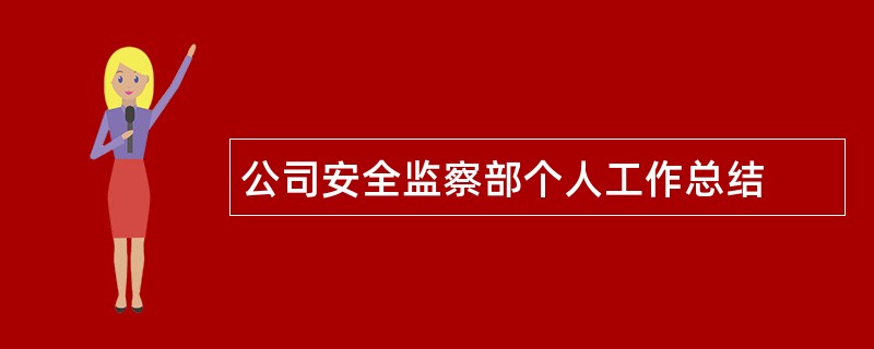 公司安全监察部个人工作总结