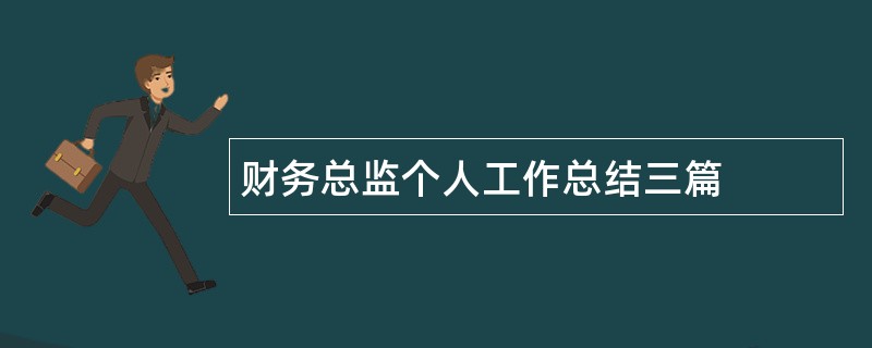 财务总监个人工作总结三篇