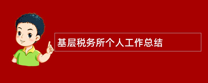 基层税务所个人工作总结