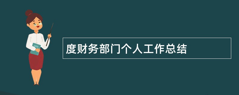 度财务部门个人工作总结