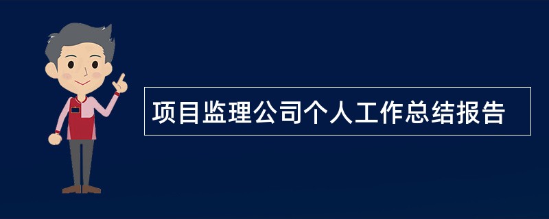 项目监理公司个人工作总结报告