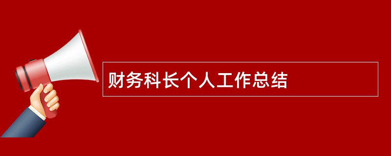 财务科长个人工作总结