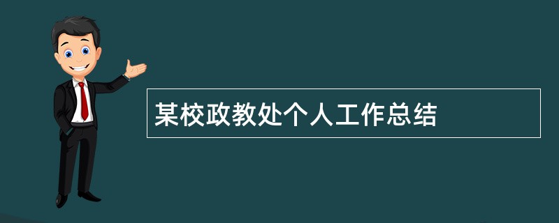 某校政教处个人工作总结