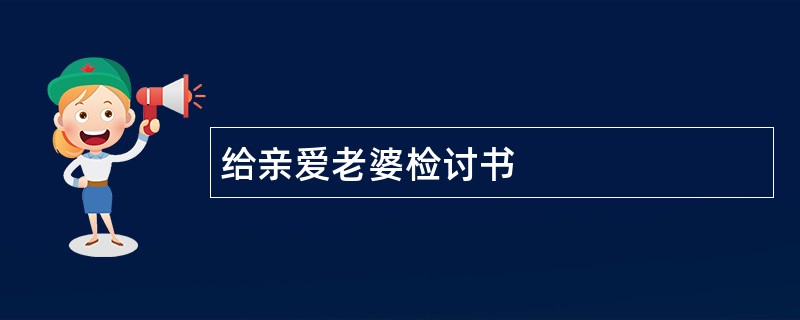 给亲爱老婆检讨书