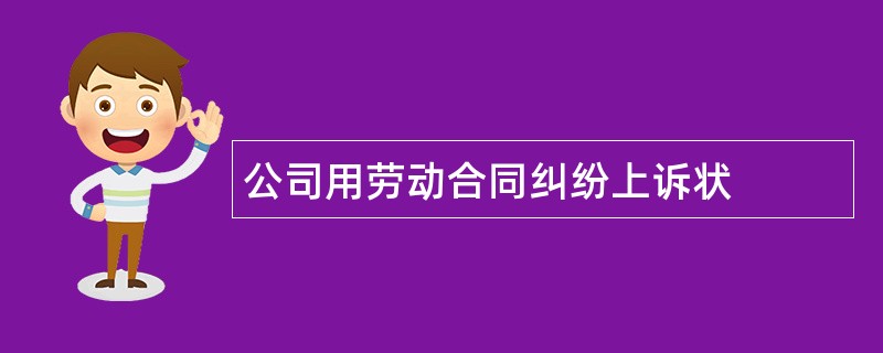 公司用劳动合同纠纷上诉状