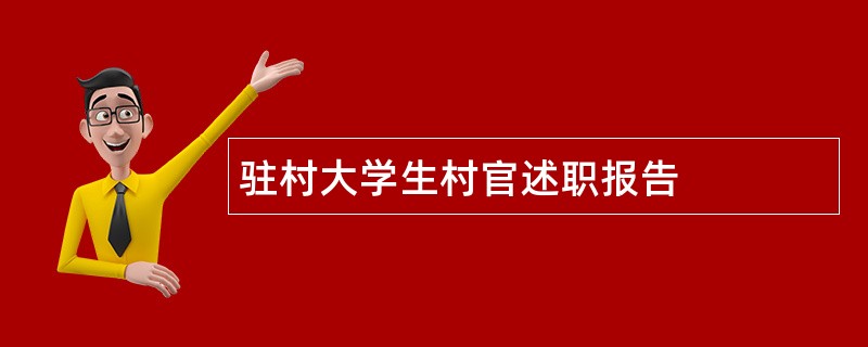 驻村大学生村官述职报告