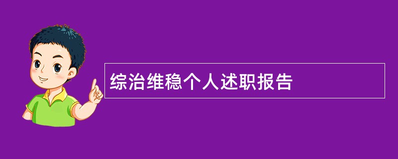 综治维稳个人述职报告