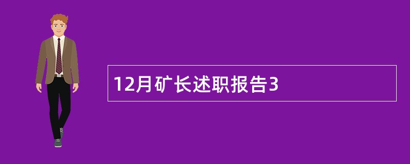 12月矿长述职报告3